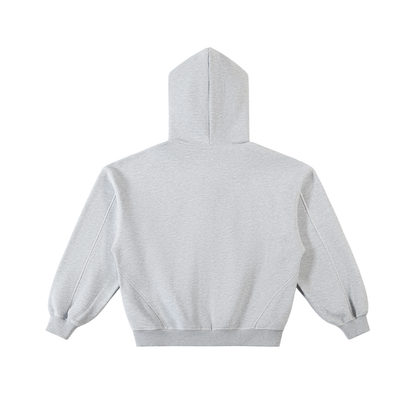 ‘Contrast’. Stitched Boxy Fleece Zip Hoodie