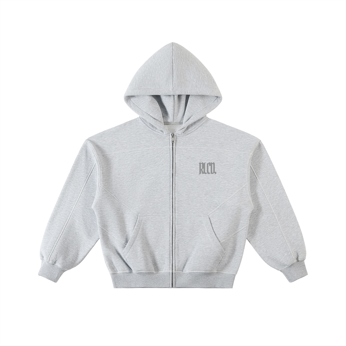 ‘Contrast’. Stitched Boxy Fleece Zip Hoodie
